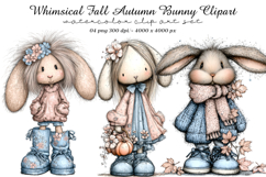 Whimsical Fall Autumn Bunny Clipart Product Image 1