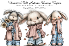 Whimsical Fall Autumn Bunny Clipart Product Image 1