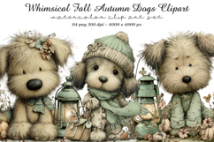 Whimsical Fall Autumn Dogs Clipart Product Image 1