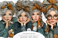 Whimsical Fall Autumn Old Lady Clipart Product Image 1