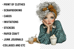 Whimsical Fall Autumn Old Lady Clipart Product Image 2