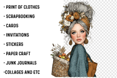 Whimsical Fall Autumn Old Lady Clipart Product Image 2