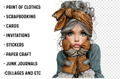 Whimsical Fall Autumn Old Lady Clipart Product Image 2