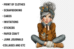 Whimsical Fall Autumn Old Lady Clipart Product Image 2