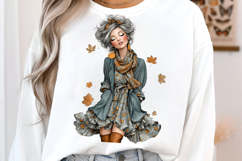 Whimsical Fall Autumn Old Lady Clipart Product Image 3