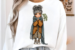 Whimsical Fall Autumn Old Lady Clipart Product Image 3