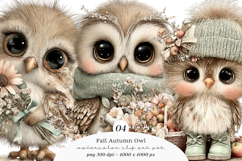 Whimsical Fall Autumn Owl Clipart Product Image 1
