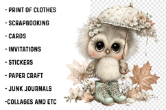 Whimsical Fall Autumn Owl Clipart Product Image 2