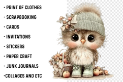 Whimsical Fall Autumn Owl Clipart Product Image 2