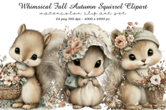 Whimsical Fall Autumn Squirrel Clipart Product Image 1