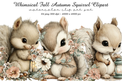 Whimsical Fall Autumn Squirrel Clipart Product Image 1