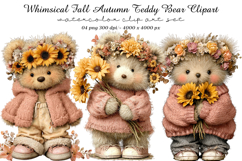 Whimsical Fall Autumn Teddy Bear Clipart Product Image 1