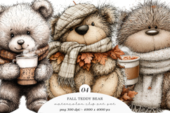 Whimsical Fall Teddy Bear Clipart Product Image 1