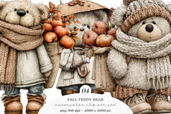 Whimsical Fall Teddy Bear Clipart Product Image 1