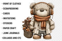 Whimsical Fall Teddy Bear Clipart Product Image 2
