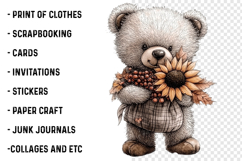 Whimsical Fall Teddy Bear Clipart Product Image 2