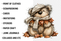 Whimsical Fall Teddy Bear Clipart Product Image 2