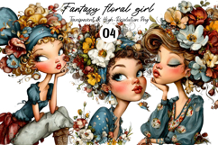 Whimsical Fantasy floral girl clipart Product Image 1