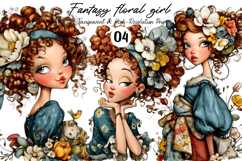 Whimsical Fantasy floral girl clipart Product Image 1