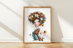 Whimsical Fantasy floral girl clipart Product Image 3