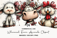 Whimsical Farm Animals Clipart Product Image 1