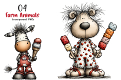 Whimsical Farm Animals Clipart Product Image 1