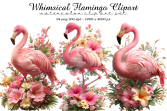 Whimsical Flamingo Clipart Product Image 1