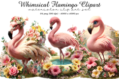 Whimsical Flamingo Clipart Product Image 1