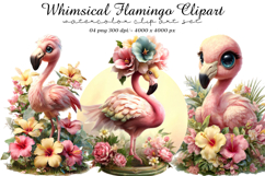 Whimsical Flamingo Clipart Product Image 1