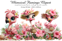 Whimsical Flamingo Clipart Product Image 1