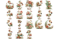 Whimsical flamingo clipart, Spring Sublimation PNG Product Image 2