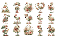 Whimsical flamingo clipart, Spring Sublimation PNG Product Image 3