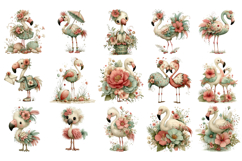 Whimsical flamingo clipart, Spring Sublimation PNG Product Image 4