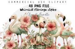 Whimsical flamingo clipart, Spring Sublimation PNG Product Image 1