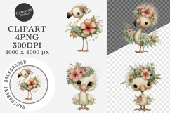 Whimsical Flamingo Clipart - Flamingo Png Product Image 1