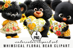 Whimsical Floral Bear Clipart Product Image 1