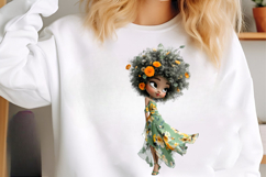 Whimsical Floral Black Girls Clipart Product Image 3