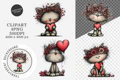 Whimsical Floral Cat Clipart Product Image 1
