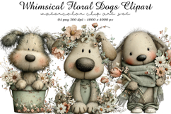 Whimsical Floral Dogs Clipart Product Image 1
