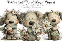 Whimsical Floral Dogs Clipart Product Image 1