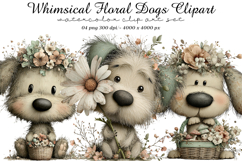 Whimsical Floral Dogs Clipart Product Image 1