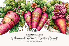 Whimsical Floral Easter Carrot Clipart Product Image 1