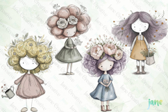 Whimsical Floral Girl Clipart Product Image 1