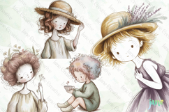 Whimsical Floral Girl Clipart Product Image 1