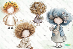 Whimsical Floral Girl Clipart Product Image 1