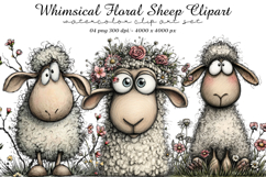 Whimsical Floral Sheep Clipart Product Image 1