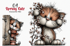 Whimsical Floral Spring Cats Png Product Image 1