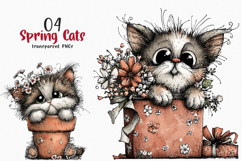 Whimsical Floral Spring Cats Png Product Image 1