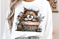 Whimsical Floral Spring Cats Png Product Image 3