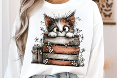 Whimsical Floral Spring Cats Png Product Image 3